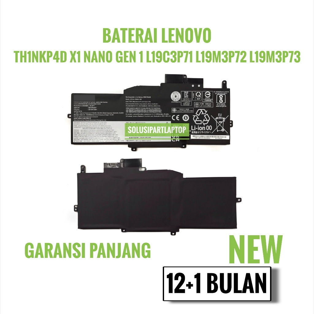 Baterai Untuk Len0v0 Th1nkPad X1 Nano Gen 1 20UN 20UQ Series L19M3P72 5B10W13963 SB10T83206 5B10W139