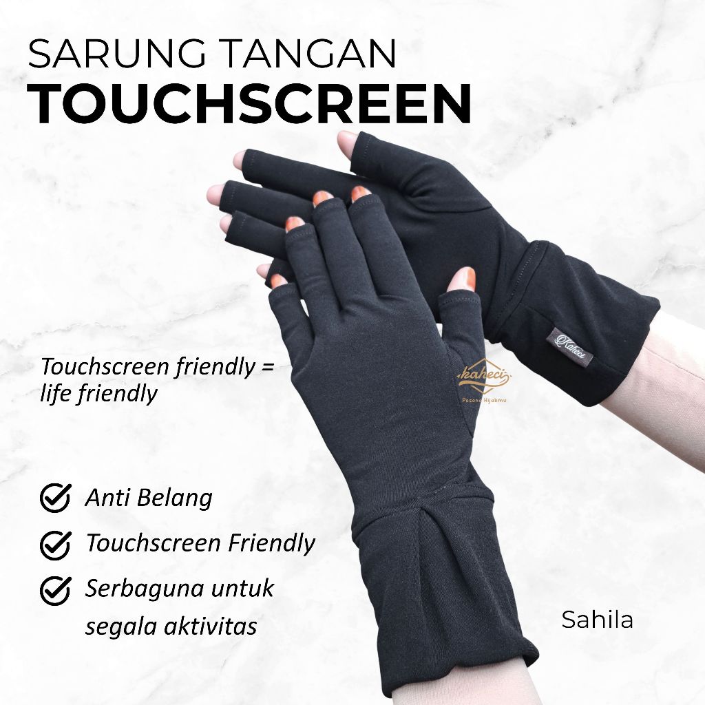 Sarung Tangan Muslimah Pendek Jersey Touchscreen Motoran Sahila By Kaheci Indonesia