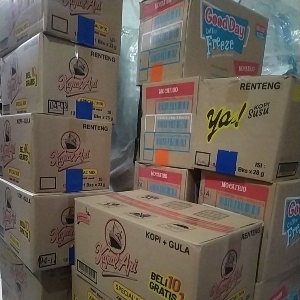 kardus bekas dus kopi kapal api freeze karton