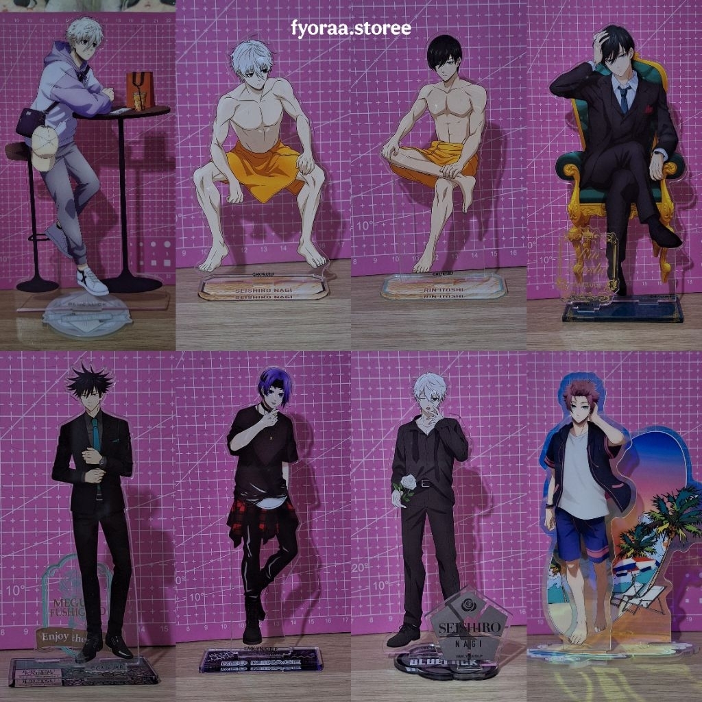 ( OFFICIAL MERCH ) Standee Anime Blue Lock, Itoshi Rin, Seishiro Nagi, Megumi Fushiguro, Levi Ackerm