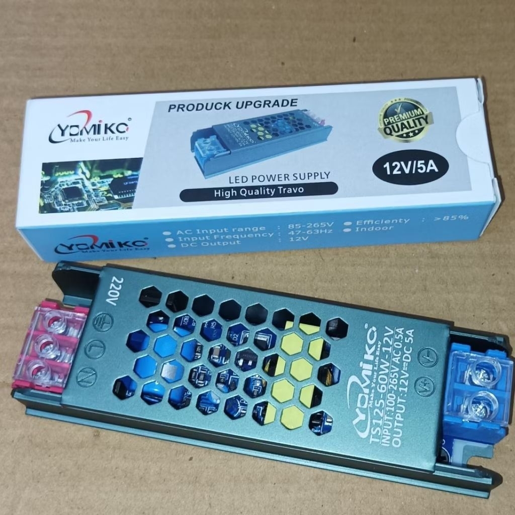 Promo Travo Led 12Volt YOMIKO 5A Power Supply CCTV Led Strip Aluminium Slim