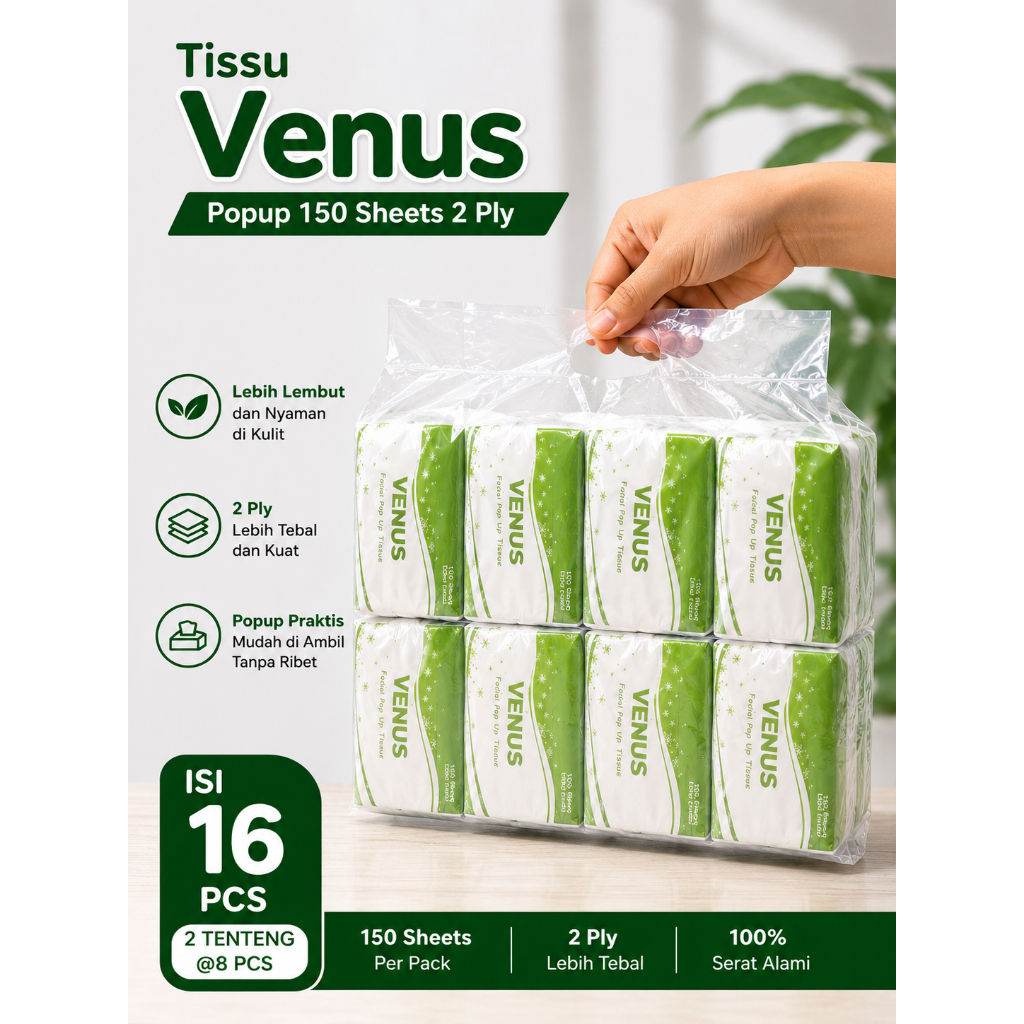 Tissue venus pop up 150 sheet paket 1 pack isi 8 pcs