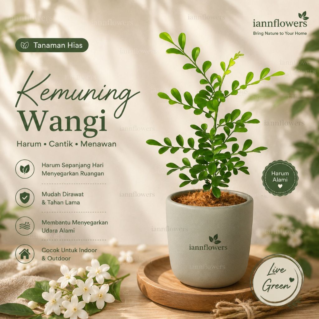 Tanaman Hias kemuning Wangi Harum Bunga Cantik Daun Lebat Akar Rimbun