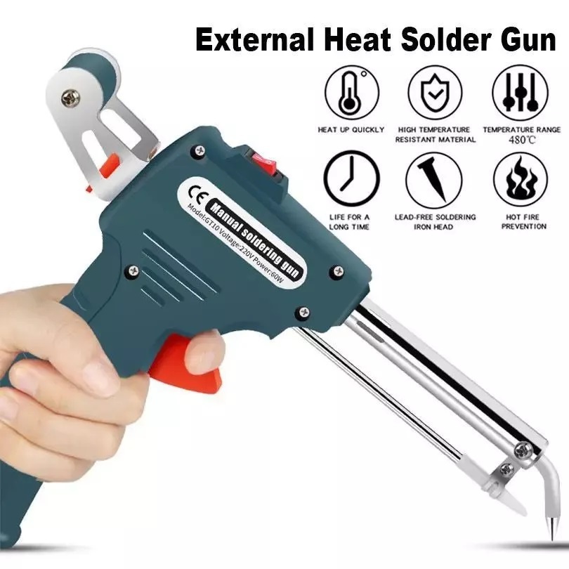 Solder Tembak Iron Roll Otomatis Tin Gun Listrik Timah Mata External Heat 60 Watt Automatic Solderin