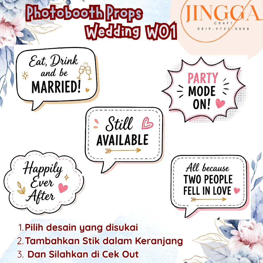 Photobooth Pernikahan | MURAH - CUSTOM - TANPA PO | Photobooth Props Pernikahan - Wedding | Hiasan P