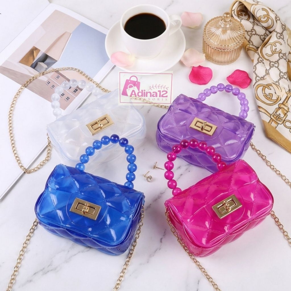 Tas selempang mini Jelly anak dan remaja motif transparan lucu Tas wanita jelly bag