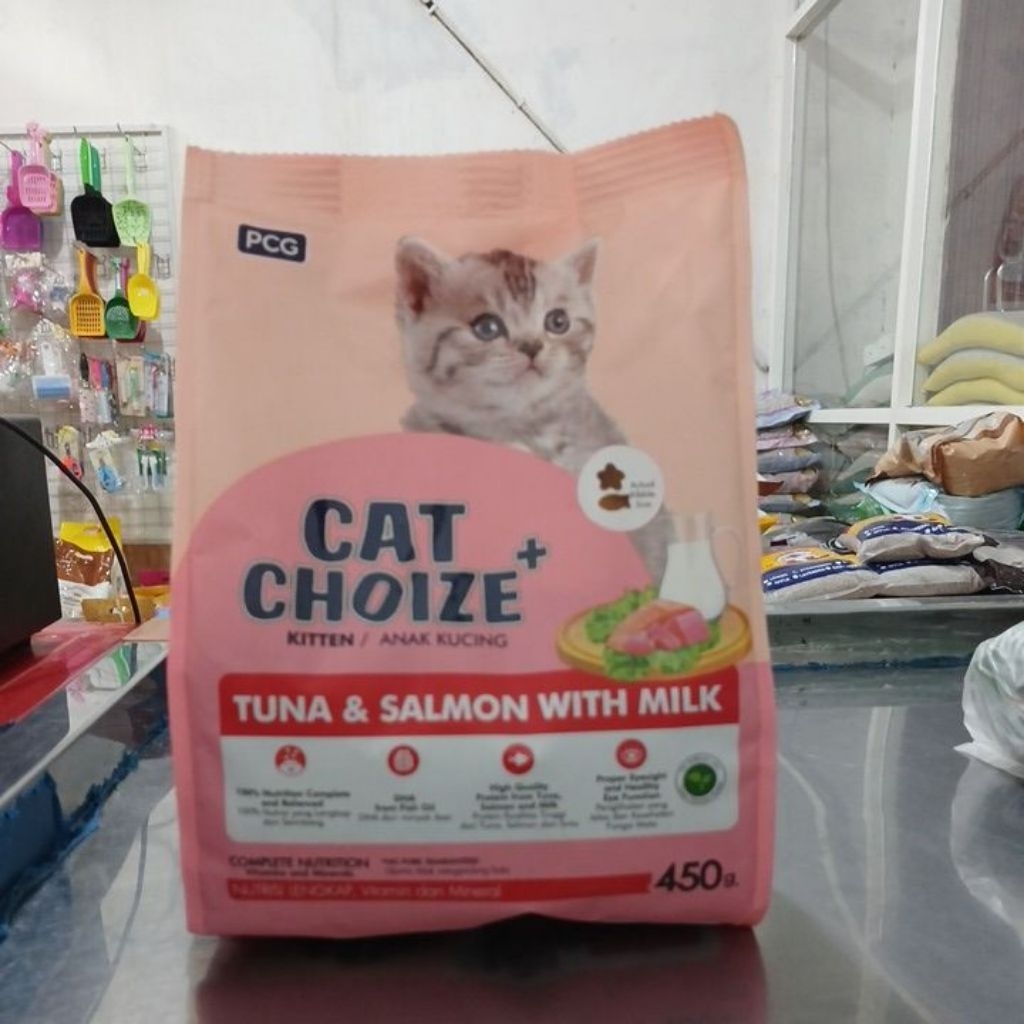 CAT CHOIZE PLUS KITTEN TUNA SALMON MILK 450 GR