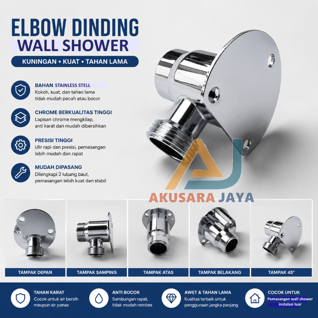Bracket Tee Wall Shower / Bracket Pipa Wall Shower Instalasi Luar