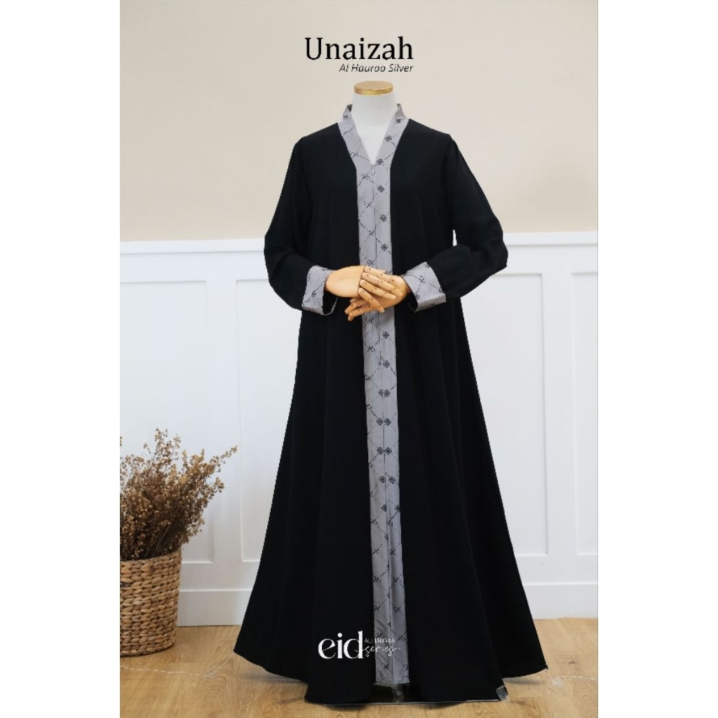 Gamis Unaizah Jetblack (Silver) Al Hauraa | Gamis Casual Murah Premium