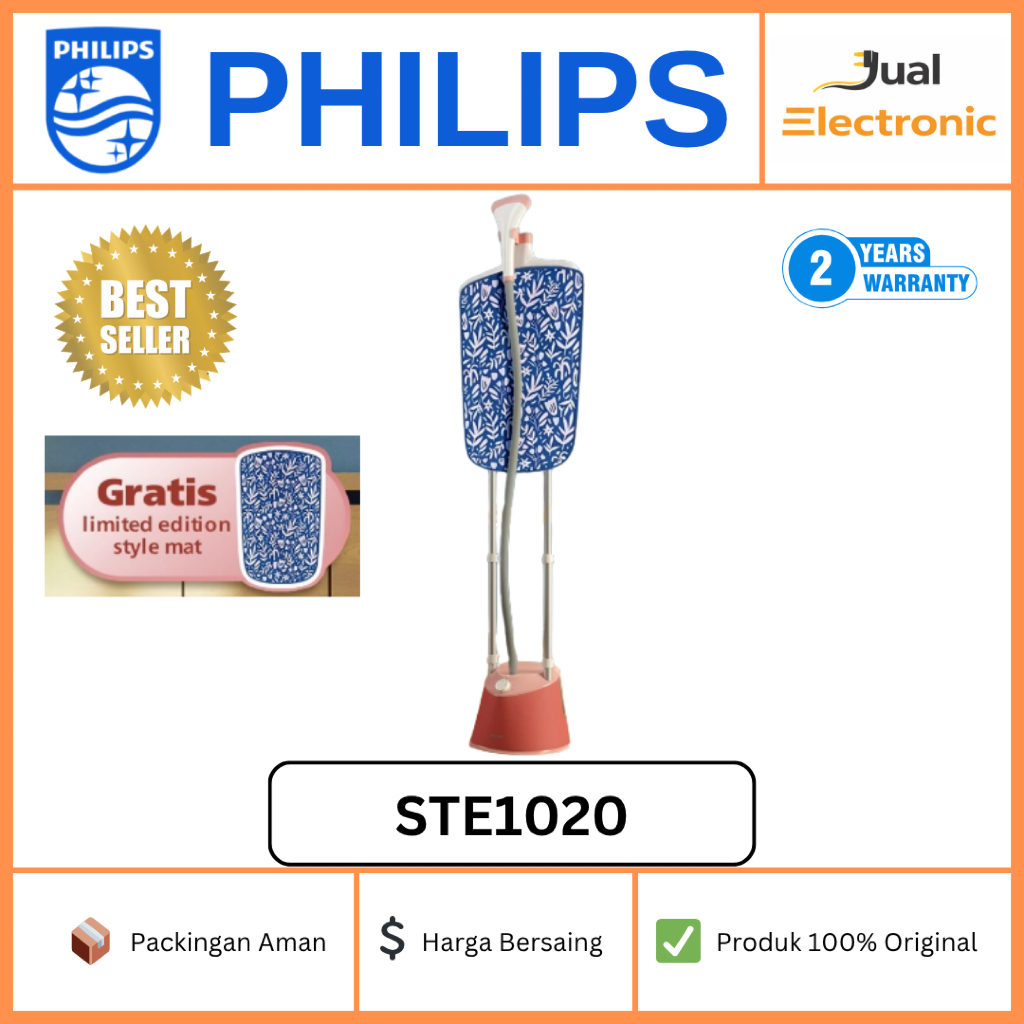 Philips STE1020/40 Standing Garment Steamer 1000 Series - Soft Red - 1.8L