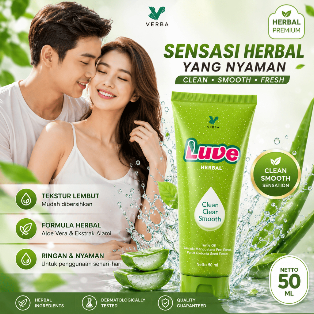 Verba LUVE Herbal Alami Pria Wanita dengan Bahan aloe vera Aman LICINYA NYAMAN