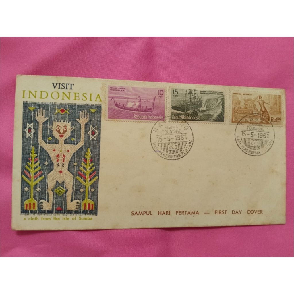 FDC Sampul Hari Pertama Seri Pariwisata Indonesia 1961