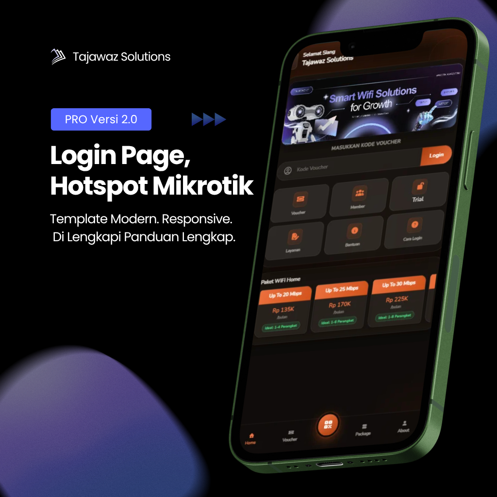Login Page Hotspot Mikrotik V2 PRO - Voucher WiFi RT RW Net + Bonus Panduan Lengkap