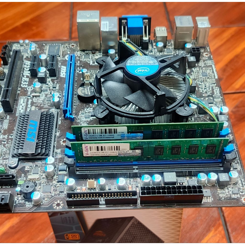 MSI H55M-E33 + Intel Core i3 540 3.06GHz + RAM DDR3 8GB | Socket LGA 1156  | Kondisi Nromal, sehat, 