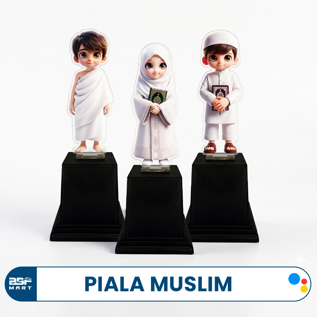 Piala Muslim Manasik Haji Pesantren Kilat Akrilik Tinggi 26cm Trophy Lomba Islami Model Koko Hijab I