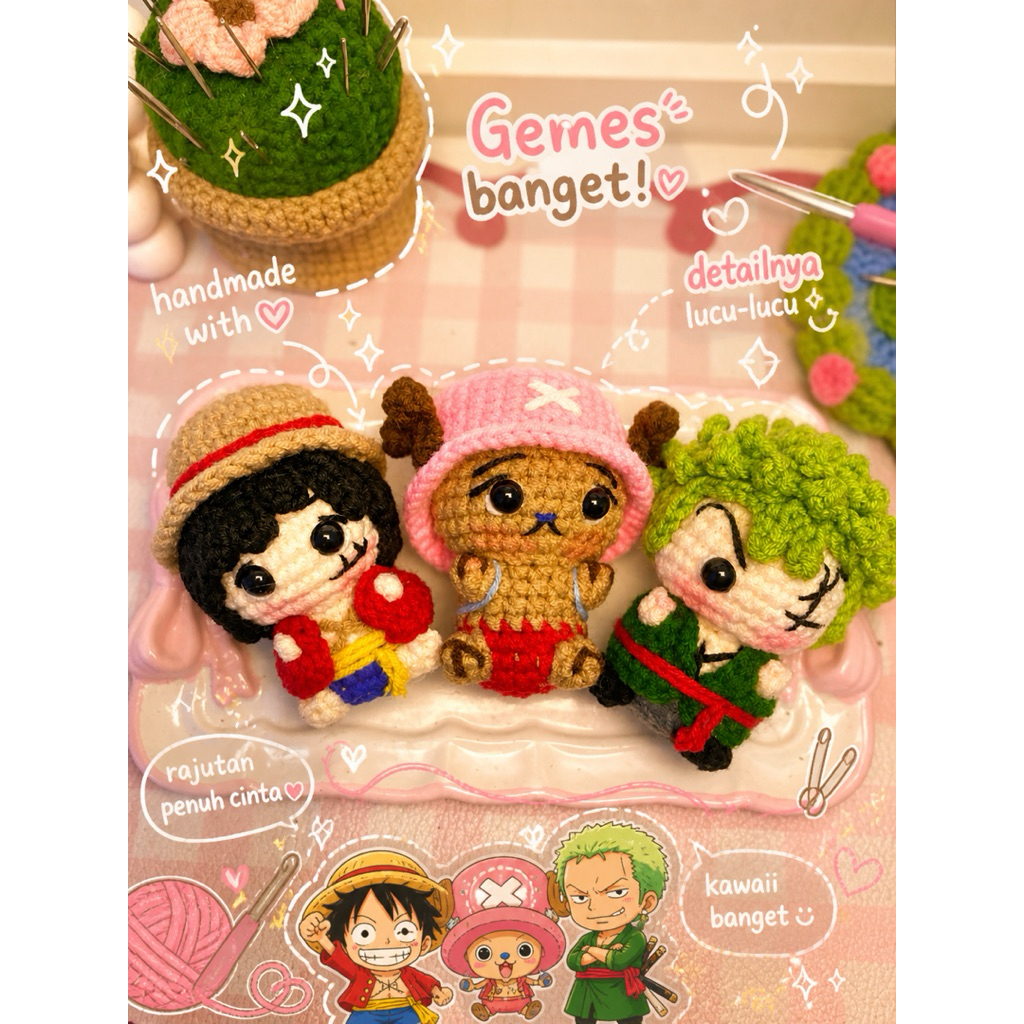[RAYCROCHET]MochiGurumi – Chibi One Piece Crochet Keychain