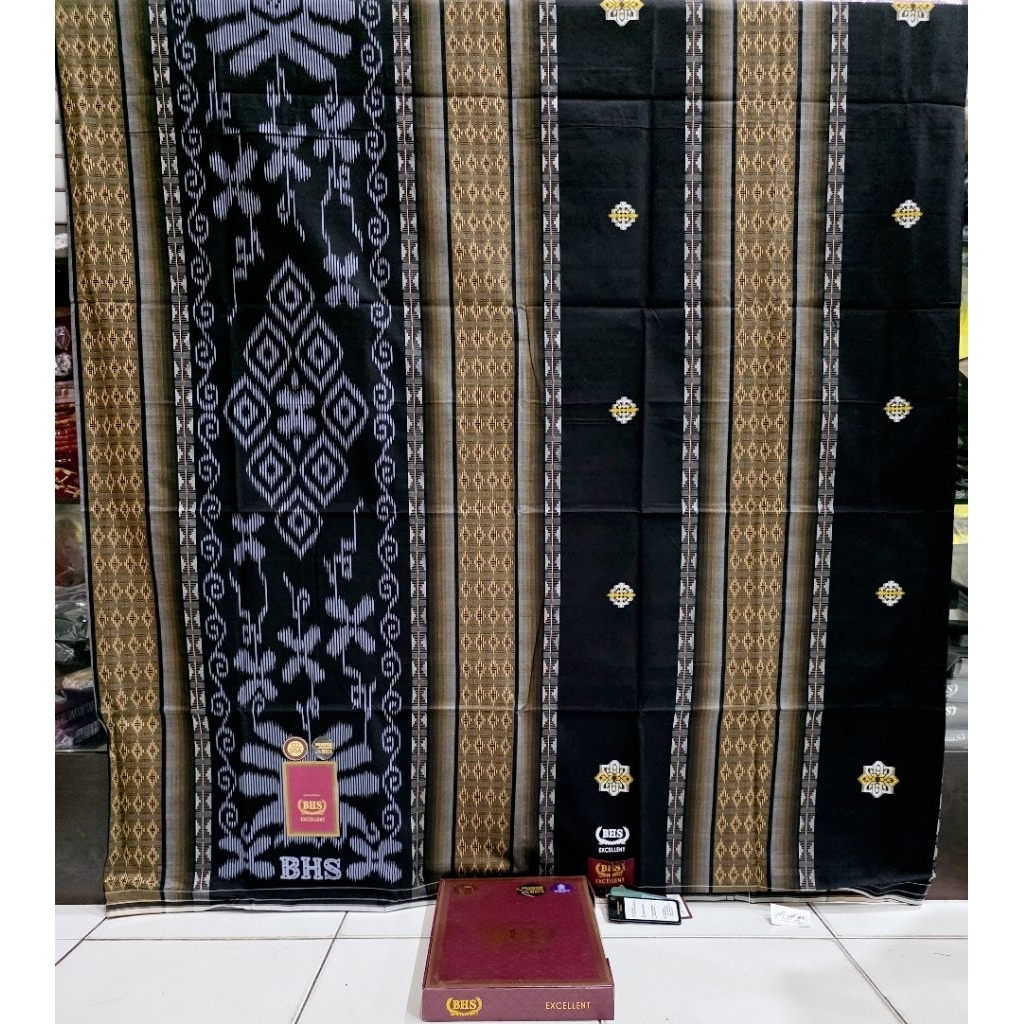 SARUNG BHS EXCELLENT SONGKET SPC,SCA,SGA,STA WARNA HITAM GOLD ORIGINAL
