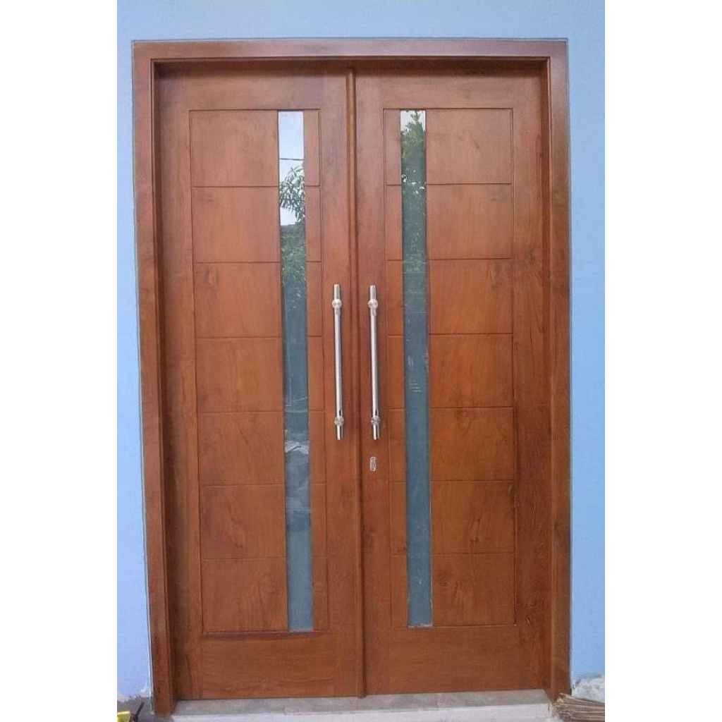 pintu utama +kusen  kayu jati asli gratis ongkir