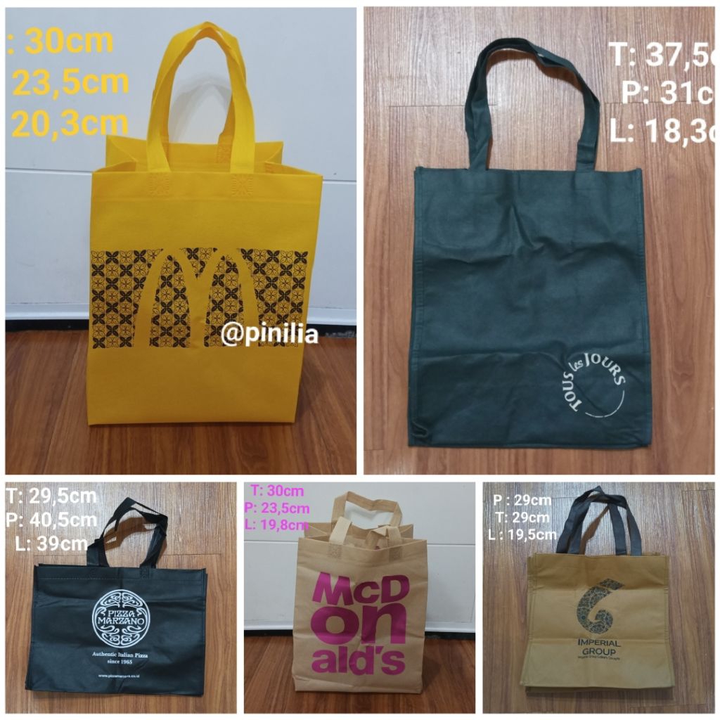 Tas Belanja Shopping bag spongebound sponbund tote bag McD McDonalds tous les jours imperial pizza m