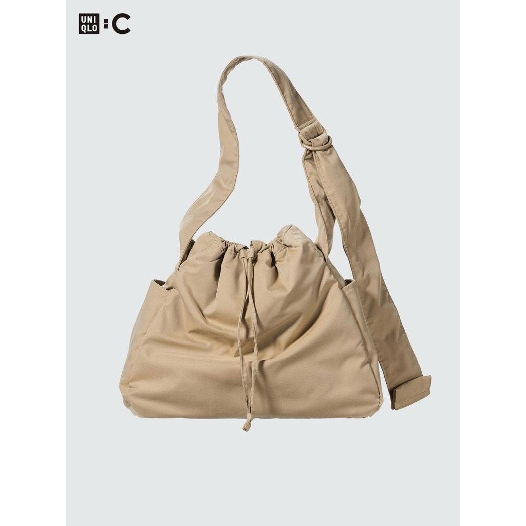 (Preloved) Tas Uniqlo 100% ORI - Soft Puffy Shoulder Bag (Beige)
