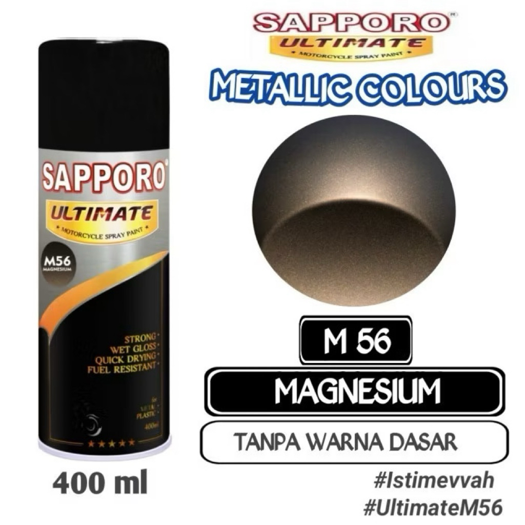 SAPPORO ULTIMATE M56 MAGNESIUM CAT SEMPROT VELG BODY MOTOR SPRAY PAINT WARNA SAPPORO TAHAN BENSIN