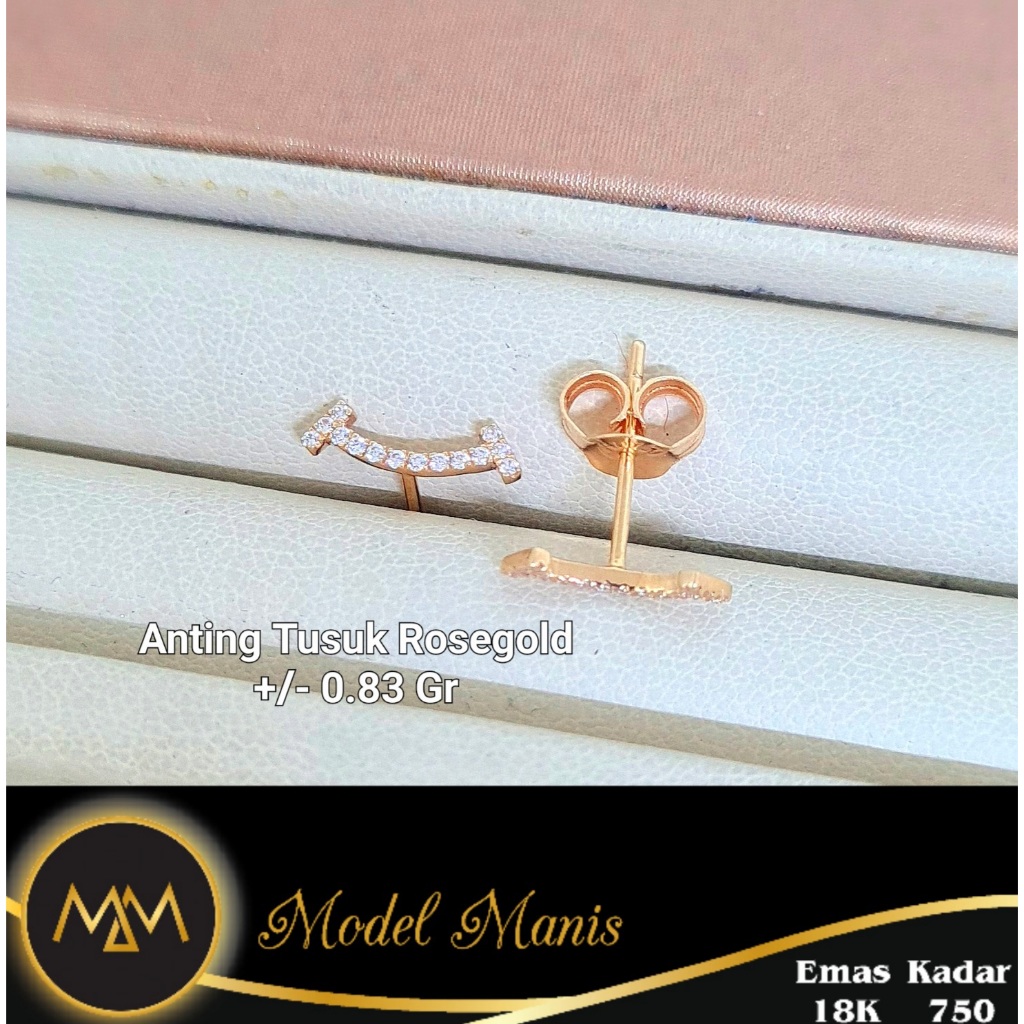 Anting Fashion Italy AU Rosegold 750 kadar 18k
