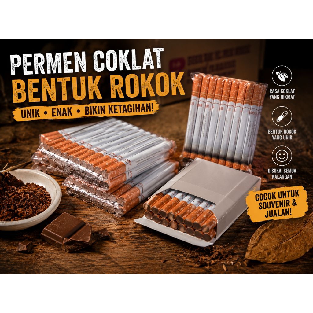 Permen Coklat Bentuk Rokok 1Pak Isi 20pcs