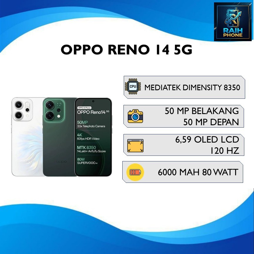 OPPO RENO 14 5G RAM 12GB ROM 256GB MEDIATEK DIMENSITY 8350