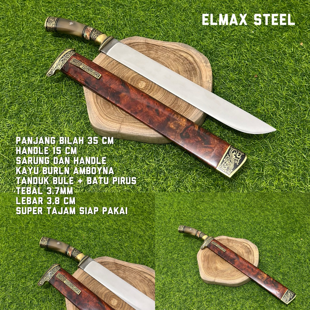 Pisau Sembelih Baja Elmax ORIGINAL panjang 35 CM FULL HARDEN SIAP PAKAI
