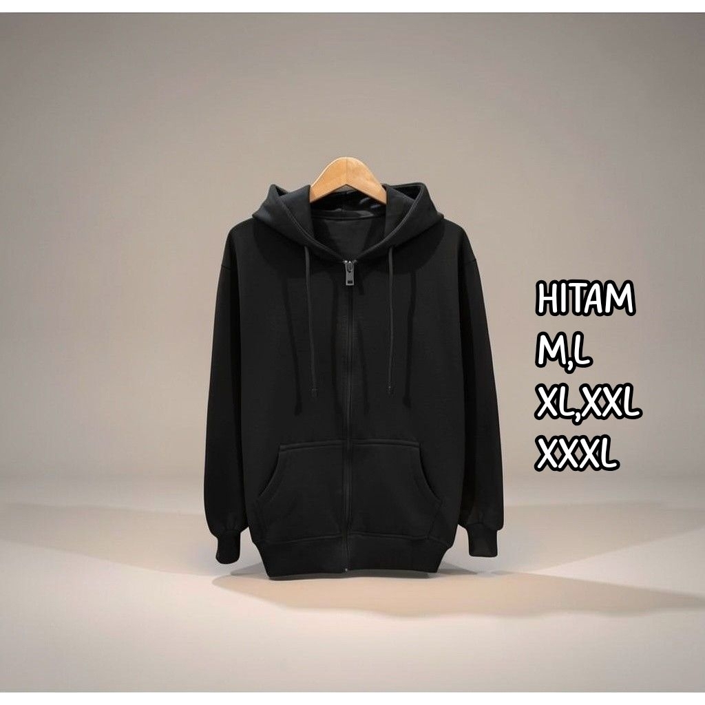 Jaket Hoodie Zipper Unisex Fleece PE Gramasi 240 Nyaman Dipakai Ukuran L-XXL