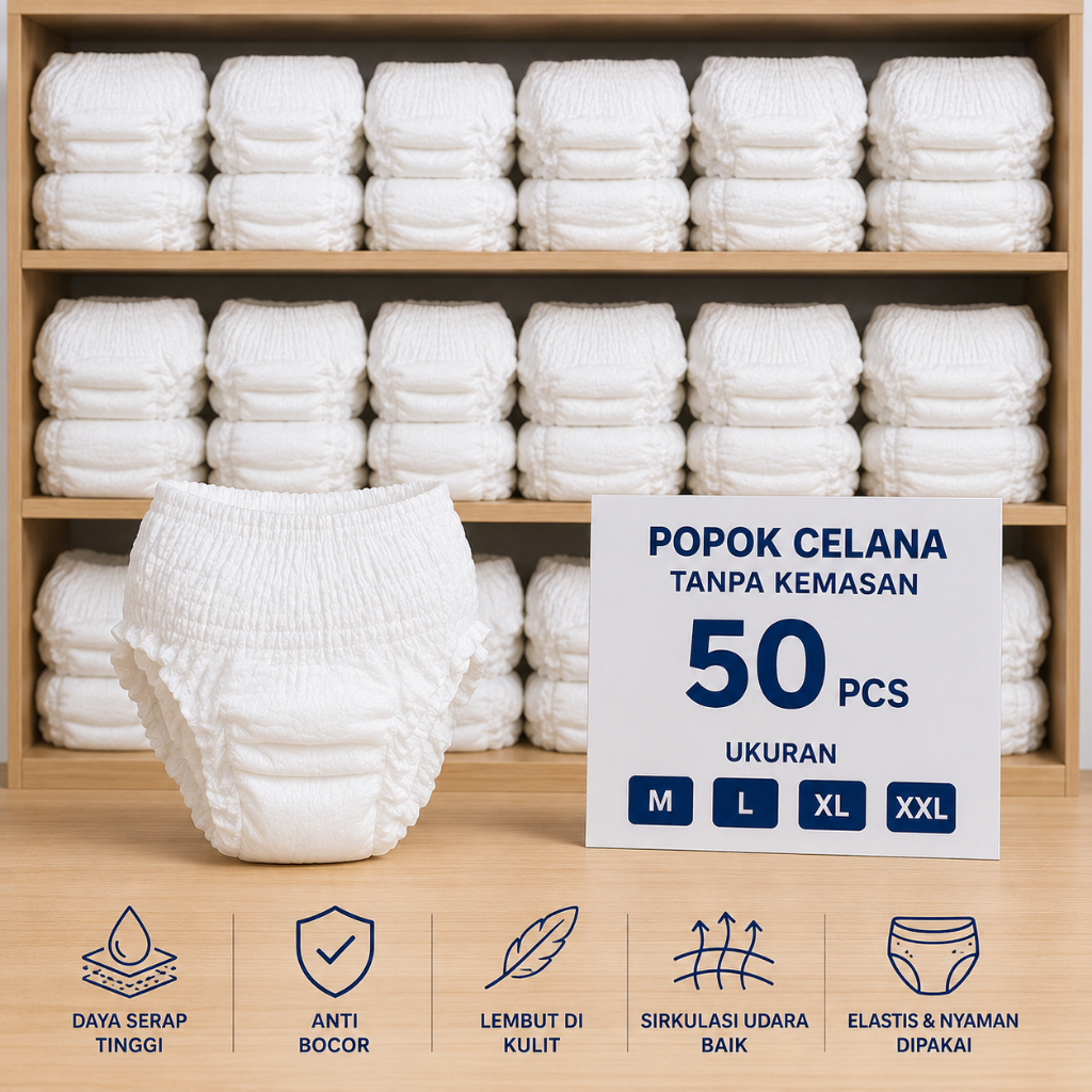 Popok Dewasa Tipe Celana|Isi 50 Pcs|Murah Berkualitas|Daya Serap Tinggi|Anti Bocor|Diapers Adult|Dia