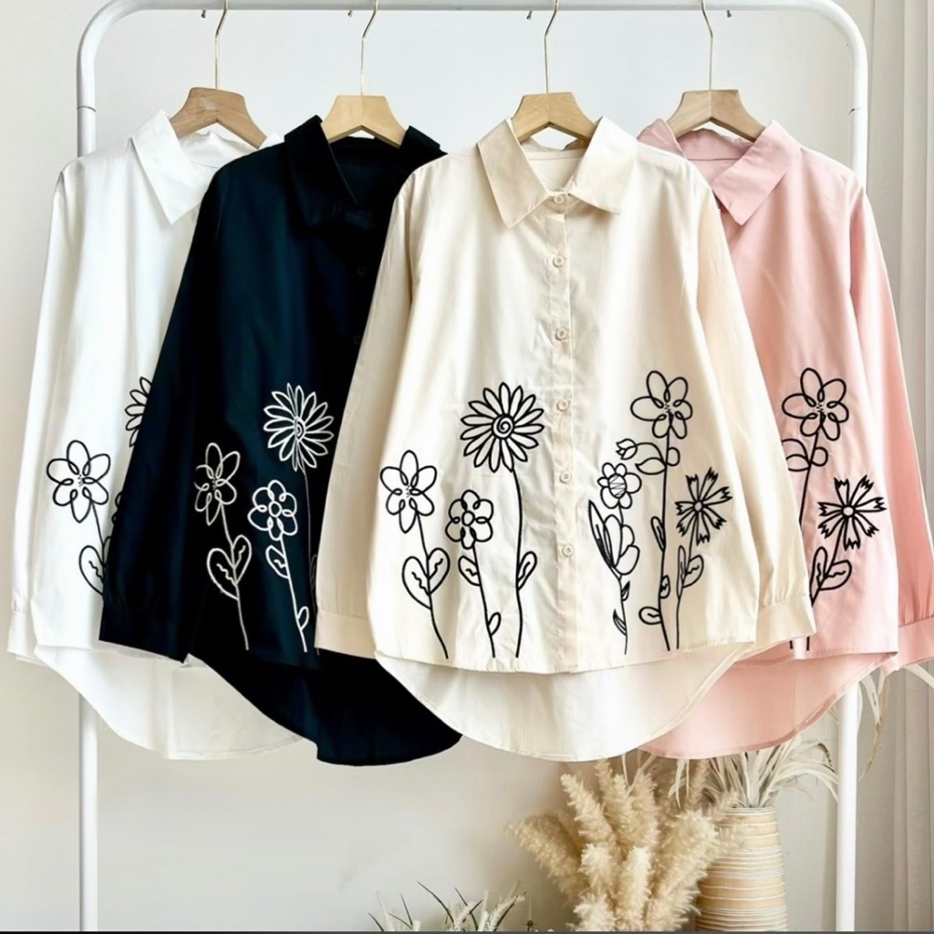 DAISY STALK SHIRT | Kemeja Bordir | Kemeja Wanita | Kemeja Motif