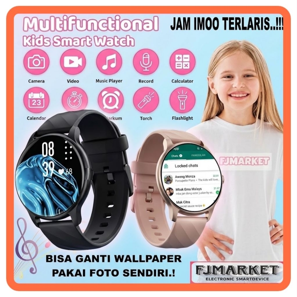 JAM HP ANAK TERBARU BISA WA PESAN PANGGILAN SMARTWATCH ANDROID 4G D18 JAM TANGAN PINTAR HP LAYAR BUL
