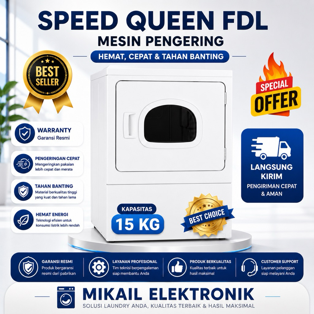 Dryer SpeedQueen 15Kg FDL3TRGS Tipe Gas