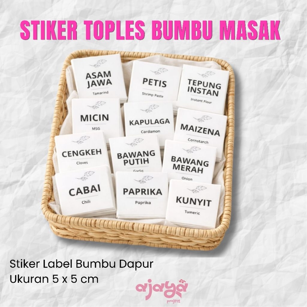 Stiker Label Bumbu Dapur / Stiker Label Pantry / Stiker Label Toples Bumbu Dapur / Stiker Label Baha