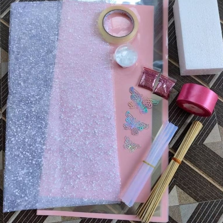 Satu Set Paket Bahan Buket Bunga Satin - Paket Lengkap Bahan Buket Bunga