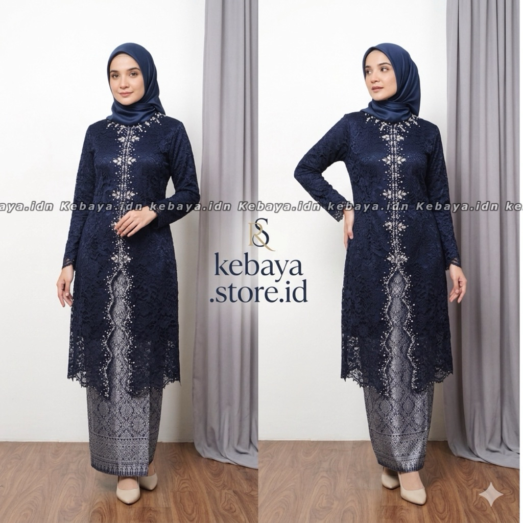 Kebaya.idn - Kebaya Modern Tunik Payet Zigzag - Kebaya Hitam - Kebaya Wisuda - Kebaya Putih - Kebaya