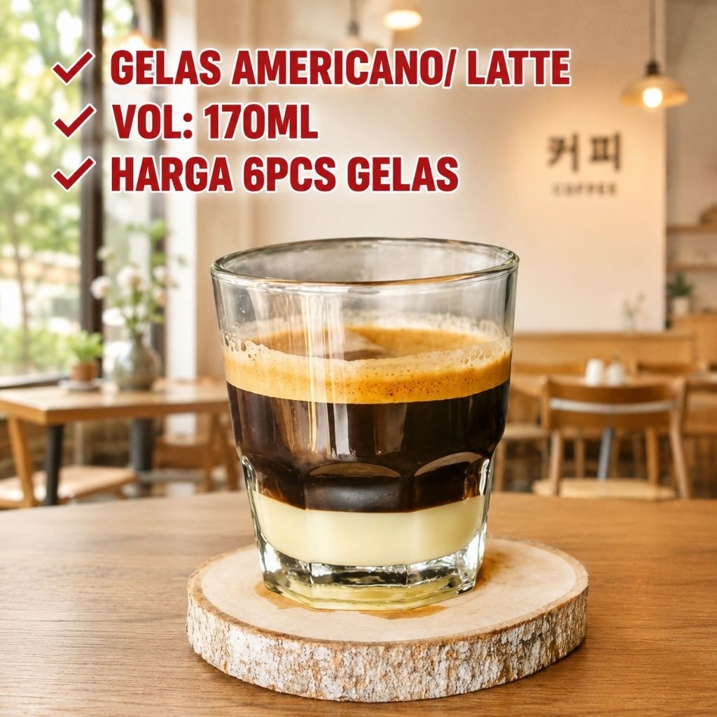 6pcs Gelas Kopi Vietnam Drip 170ml (isi 6pcs) / Gelas Es Kopi Latte/ Gelas Tumber 776
