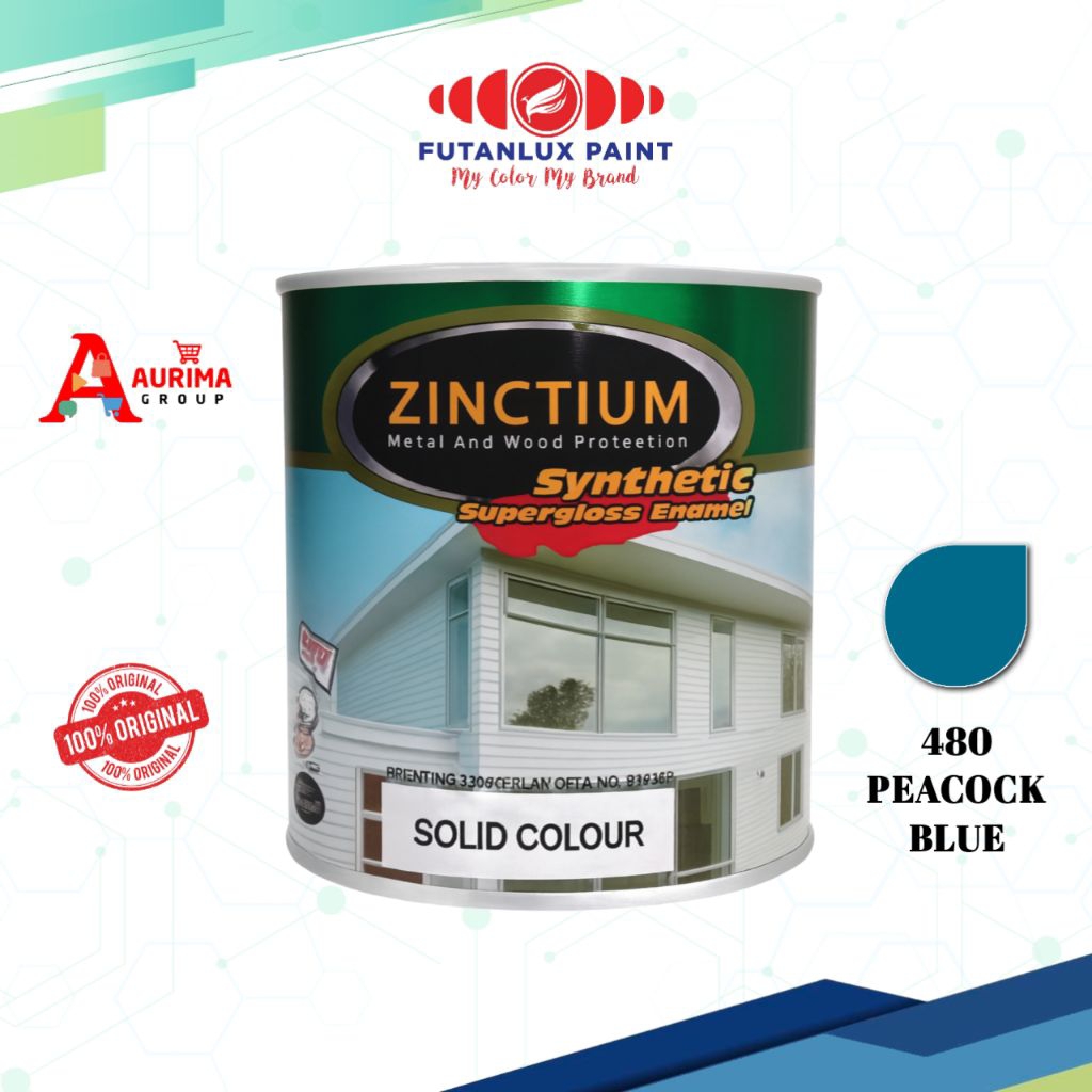 CAT ZINCTIUM PEACOCK BLUE 480 1LITER REPACK FUTANLUX - CAT BESI CAT ANTI KARAT TAHAN PANAS ORIGINAL
