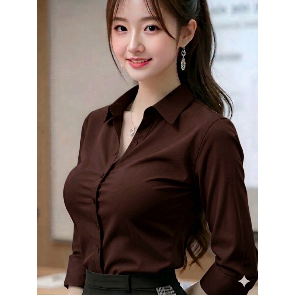 KEMEJA FORMAL LENGAN PANJANG WANITA BLOUSE BLUS PUTIH MURAH KUALITAS BAGUS KATUN ADEM BISA COD