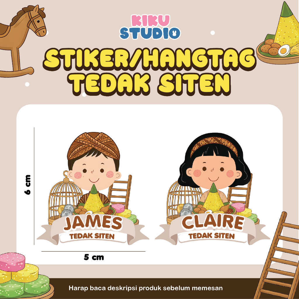Stiker/HangTag Tedak Siten Anak – Souvenir Ultah Custom Nama