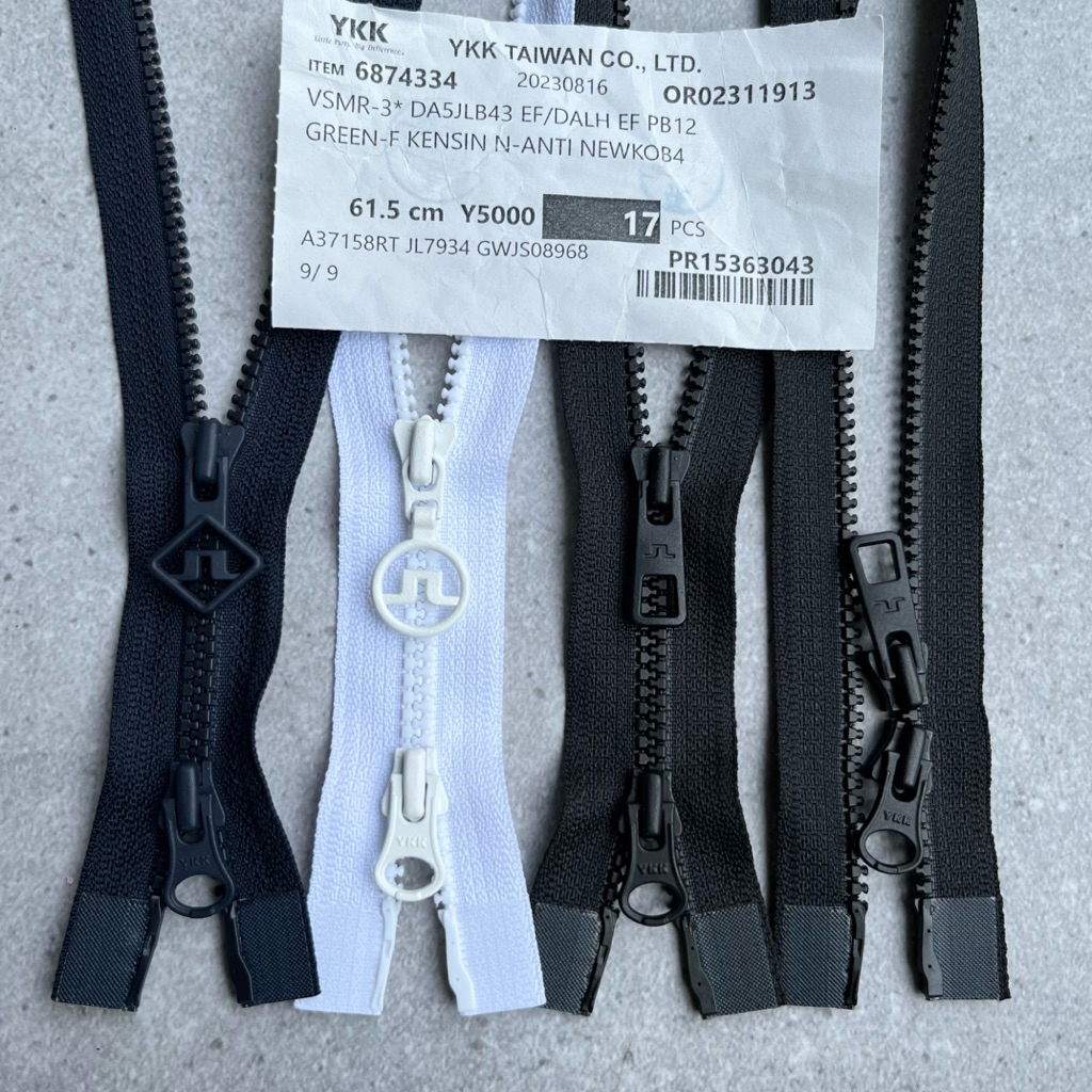 1 Pcs Sleting Jacket YKK Double Zipper Vislon No. 3 Warna Hitam Putih Navy Panjang 60 CM UP