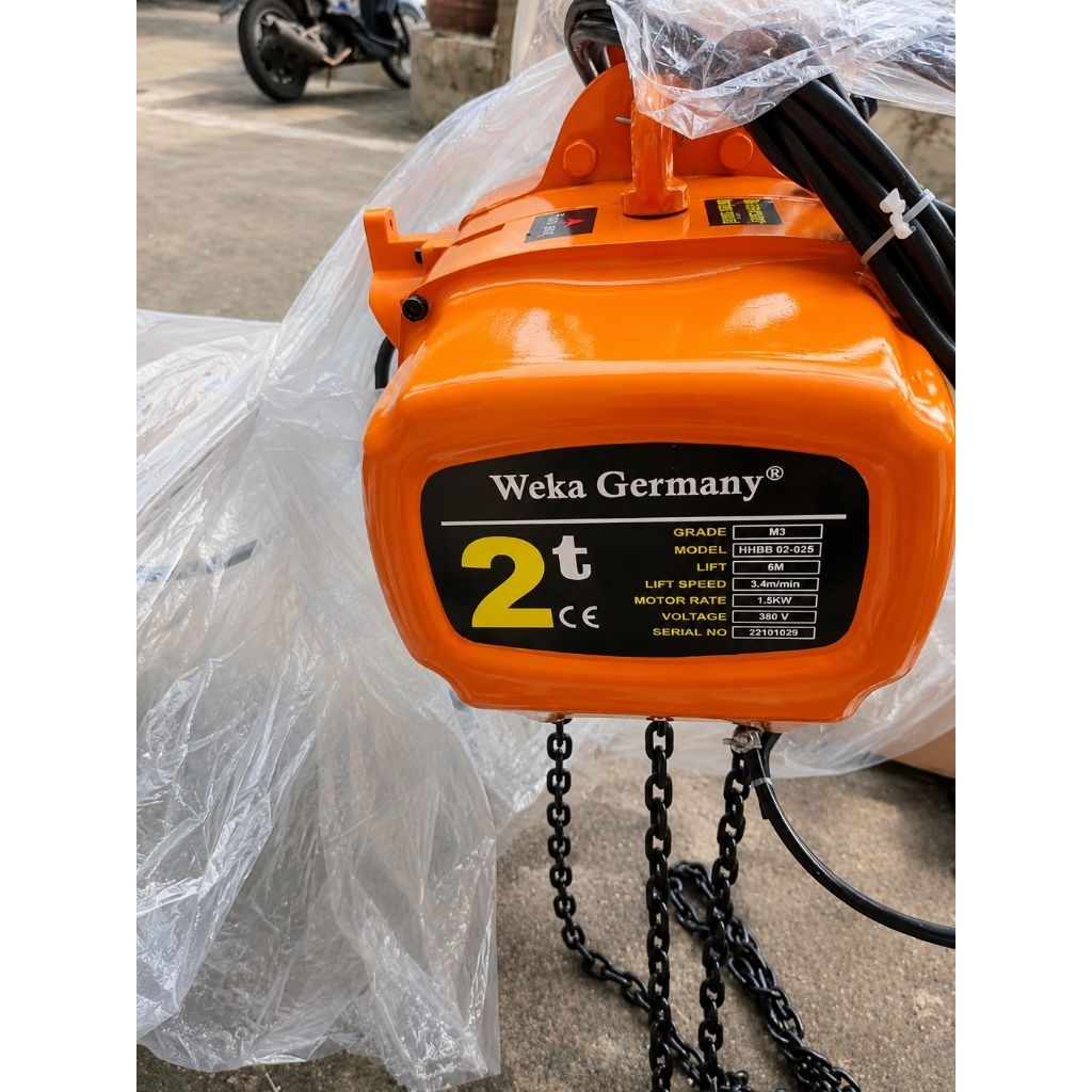 Weka Electric chain hoist 2 ton 6M 12M 15M 20Meter Mesin katrol elektrik 1 phase