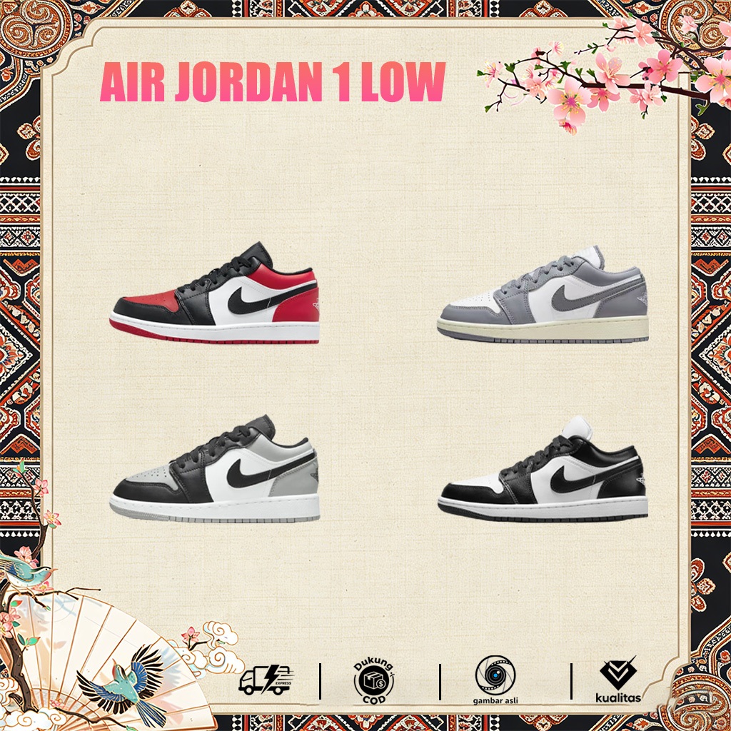 Sepatu/*Alr/*Jordan1/*Low Unisex Pria Wanita 100% Original BNIB Sepatu Sneakers Low Top Kulit Premiu