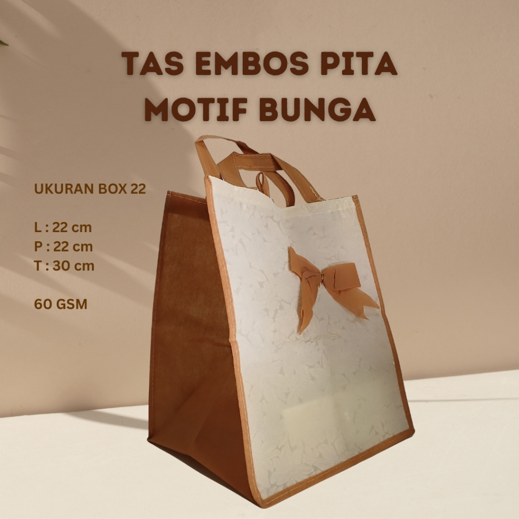 TAS HAJATAN EMBOS MOTIF BUNGA+PITA PREMIUM 22x22 30CM