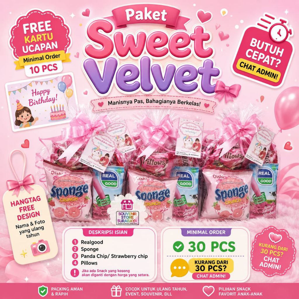 Bingkisan Ulang tahun Pink || Paket Ultah anak serba pink || Snack ultah|| Hampers Snack Pink