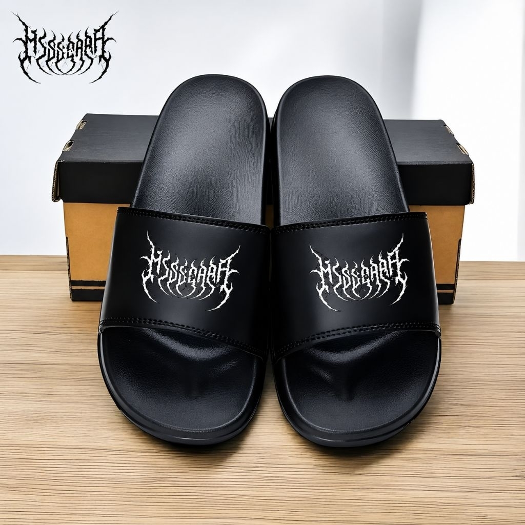 Sandal Pria Kekinian Freeday Killer Sandal Wanita Unisex Slide Hitam Motif Karakter Missbara ...