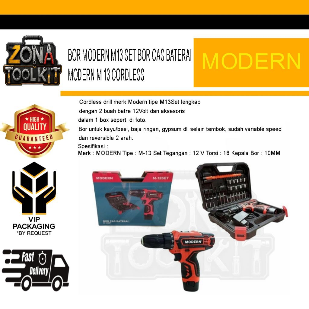 BOR MODERN M13 SET BOR CAS BATERAI MODERN M 13 CORDLESS