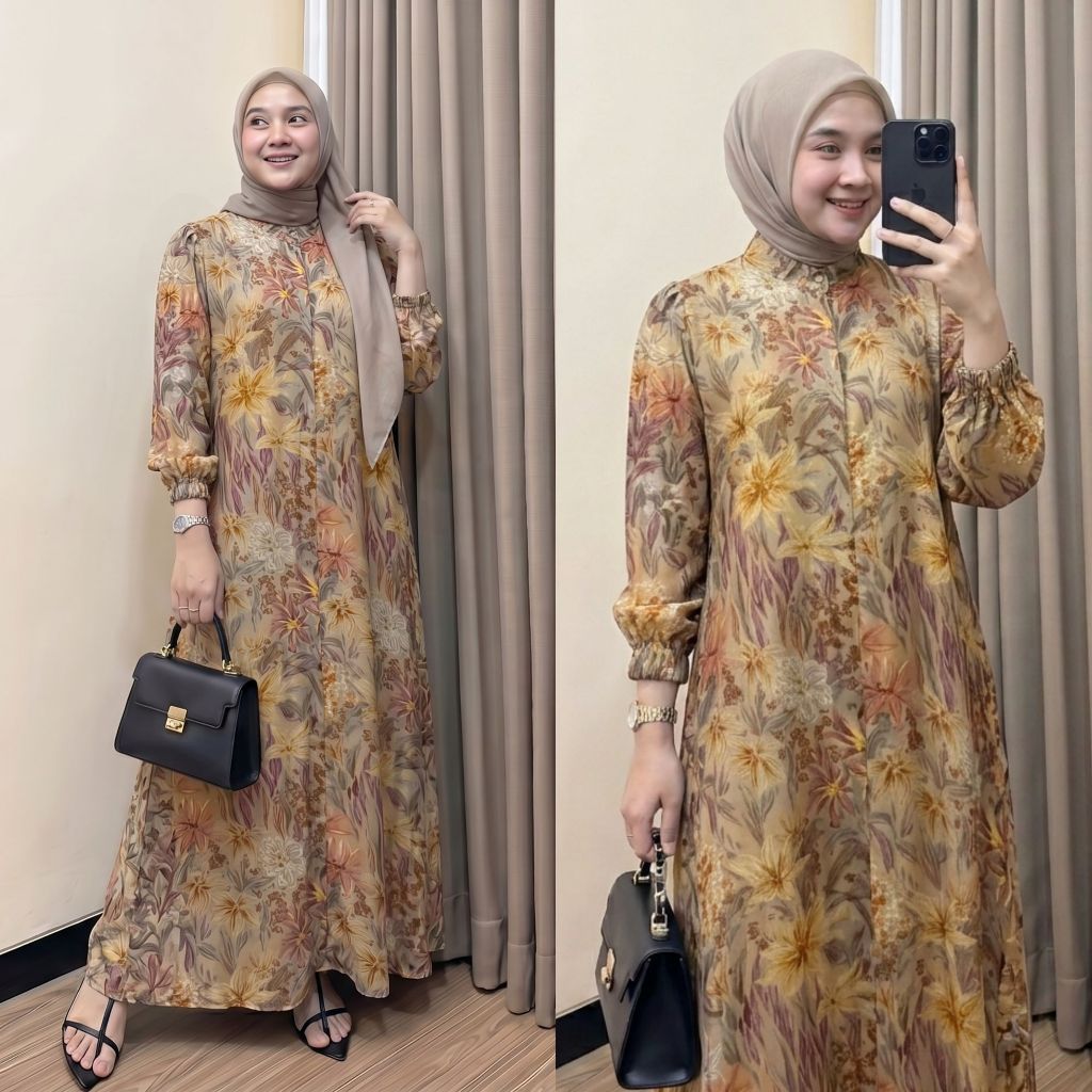 MOZA DRESS RAYON TANGAN KARET.