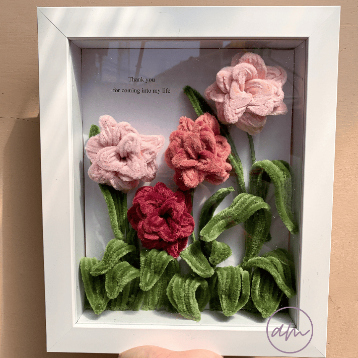 FLOWER FRAME - Dahlia Garden by Anerra | 3D Flower Frame Pipe Cleaner Gift | Buket Bingkai Kawat Bul